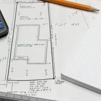 Land survey plat showing property boundaries, measurements, and the building footprint

