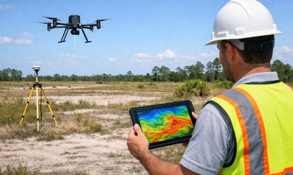 Lidar mapping drainage analysis - ALTA SURVEY Orlando A surveyor uses LiDAR mapping to identify subtle elevation changes and potential drainage issues before site design